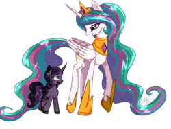 Size: 831x625 | Tagged: safe, artist:sakya-chan, princess celestia, oc, oc:estelle, g4, base used