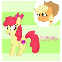 Size: 850x850 | Tagged: safe, artist:mel2003, apple bloom, applejack, g4, cutie mark, open mouth, palindrome get, the cmc's cutie marks