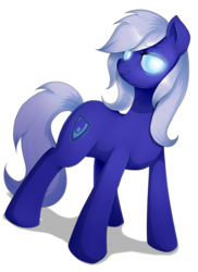 Size: 762x1048 | Tagged: safe, artist:evomanaphy, oc, oc only, earth pony, pony, glowing eyes, looking at you, solo, standing