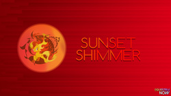 Size: 1920x1080 | Tagged: safe, artist:equestrianow, sunset shimmer, pony, unicorn, g4, catasterism, crown, fiery shimmer, fire, fireball, simple, sun, sunshine shimmer, vector, wallpaper