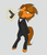 Size: 500x576 | Tagged: safe, artist:marsminer, oc, oc only, oc:venus spring, pony, bipedal, clothes, gun, magic, solo, tuxedo, weapon