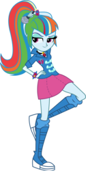 Size: 634x1260 | Tagged: safe, artist:assassins-creed1999, artist:zeldarondl, edit, vector edit, rainbow dash, sonata dusk, equestria girls, g4, alternate clothes, amulet, clothes, clothes swap, female, hand on hip, microphone, necklace, palette swap, recolor, simple background, skirt, solo, transparent background, vector