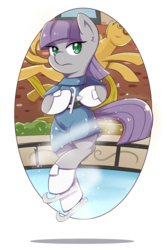 Size: 2000x3000 | Tagged: safe, artist:tikrs007, maud pie, earth pony, pony, g4, the gift of the maud pie, bipedal, clothes, dress, female, high res, ice, ice skates, ice skating, maudjestic, solo, statue of prometheus