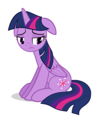 Size: 3000x3740 | Tagged: safe, artist:sollace, twilight sparkle, alicorn, pony, g4, female, floppy ears, high res, looking back, mare, sad, show accurate, simple background, sitting, solo, transparent background, twilight sparkle (alicorn), vector