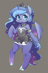 Size: 500x759 | Tagged: safe, artist:shepherd0821, princess luna, alicorn, semi-anthro, g4, clothes, cute, female, gray background, simple background, smiling, solo
