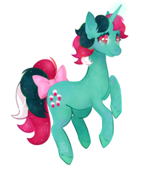 Size: 814x900 | Tagged: safe, artist:undyn3, fizzy, pony, unicorn, g1, bow, female, simple background, solo, tail bow, transparent background