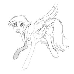 Size: 4000x4000 | Tagged: safe, artist:kurochhi, derpy hooves, pegasus, pony, g4, absurd resolution, female, food, mare, monochrome, mouth hold, muffin, solo