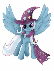 Size: 768x1024 | Tagged: safe, artist:cassycolo, trixie, alicorn, pony, g4, alicornified, cape, clothes, female, hat, mare, race swap, simple background, solo, spread wings, trixie's cape, trixie's hat, trixiecorn, white background, wings