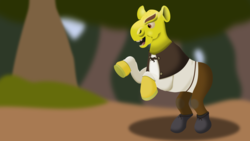Size: 3840x2160 | Tagged: safe, derpibooru exclusive, ogre, pony, crossover, high res, no just no, ogre pony, ponified, shrek, shrek (character), solo, wat, why