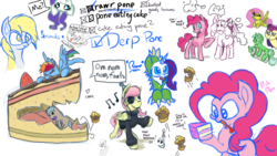 Size: 1920x1080 | Tagged: safe, artist:brainflowcrash, artist:chrispy248, artist:living_dead, artist:strangersaurus, bon bon, derpy hooves, featherweight, fluttershy, lyra heartstrings, pinkie pie, princess celestia, rarity, sweetie drops, pegasus, pony, g4, cake, collaboration, drawpile disasters, female, food, mare, muffin, whipped cream