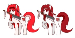 Size: 1024x527 | Tagged: safe, artist:urusee584, blade, fanloid, headband, juon kiku, mouth hold, ponified, sword, vocaloid, weapon