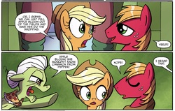 Size: 1319x838 | Tagged: safe, artist:agnes garbowska, idw, official comic, apple bloom, applejack, big macintosh, granny smith, earth pony, pony, friends forever #27, g4, my little pony: friends forever, spoiler:comic, male, stallion