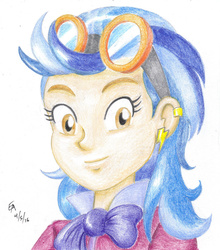 Size: 800x911 | Tagged: safe, artist:mayorlight, indigo zap, equestria girls, g4, my little pony equestria girls: friendship games, bust, colored pencil drawing, female, looking at you, portrait, solo, traditional art