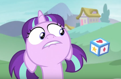 Size: 604x394 | Tagged: safe, screencap, starlight glimmer, g4, the crystalling, floppy ears, intense stare