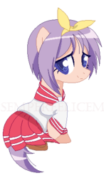 Size: 259x442 | Tagged: safe, artist:semperfelicem, anime, cute, hiiragi tsukasa, lucky star, ponified, watermark