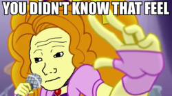 Size: 960x535 | Tagged: safe, edit, edited screencap, screencap, adagio dazzle, equestria girls, g4, my little pony equestria girls: rainbow rocks, dem feels, feels, female, image macro, impact font, meme, microphone, solo, that feel, these are not the droids you're looking for, under our spell, wojak