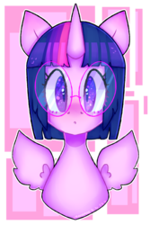 Size: 2000x3000 | Tagged: safe, artist:bunxl, twilight sparkle, alicorn, pony, g4, :o, female, glasses, heart, heart eyes, high res, looking at you, mare, solo, spread wings, twilight sparkle (alicorn), wingding eyes