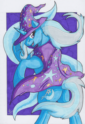 Size: 2325x3371 | Tagged: safe, artist:stormblaze-pegasus, trixie, pony, unicorn, g4, 2016, buck, buck2016, butt, cape, clothes, female, for sale, hat, high res, mare, open mouth, plot, rearing, signature, solo, wizard hat