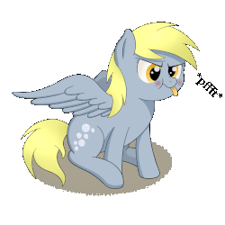 Size: 1382x1381 | Tagged: safe, artist:flufflelord, derpy hooves, pony, g4, animated, cute, derpabetes, derpy being derpy, female, nose wrinkle, onomatopoeia, raspberry, raspberry noise, silly, silly pony, solo, spread wings