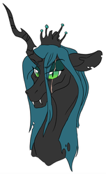 Size: 876x1440 | Tagged: safe, artist:phobicalbino, queen chrysalis, changeling, changeling queen, g4, bust, crown, female, jewelry, portrait, regalia, simple background, solo, white background