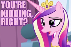 Size: 750x500 | Tagged: safe, screencap, princess cadance, g4, the crystalling, caption, female, image macro, meme, open mouth, reaction image, solo