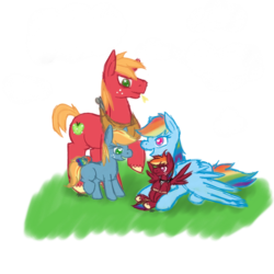 Size: 600x600 | Tagged: safe, artist:atomehanyou, big macintosh, rainbow dash, earth pony, pony, g4, male, next generation, offspring, parent:big macintosh, parent:rainbow dash, parents:rainbowmac, ship:rainbowmac, shipping, stallion, straight