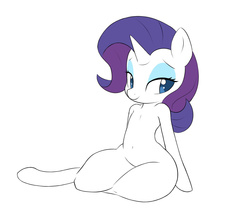 Size: 1280x1085 | Tagged: safe, artist:hidden-cat, rarity, unicorn, semi-anthro, g4, belly button, eyeshadow, female, makeup, simple background, solo, white background