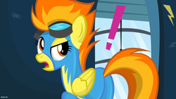 Size: 1920x1080 | Tagged: safe, artist:noah-x3, spitfire, pegasus, pony, g4, wonderbolts academy, butt, exclamation point, female, plot, show accurate, solo, wonderbolts, wonderbolts uniform