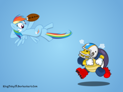 Size: 4048x3036 | Tagged: safe, artist:kingtoby19, rainbow dash, koopa, g4, american football, chargin' chuck, crossover, super mario bros., super mario world