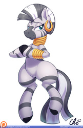 Size: 825x1275 | Tagged: safe, alternate version, artist:nekocrispy, zecora, zebra, g4, female, patreon, patreon logo, simple background, solo, white background