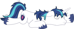 Size: 2500x997 | Tagged: safe, artist:bluetech, shining armor, pony, g4, the crystalling, .svg available, exhausted, eyes closed, inkscape, lying down, male, prone, simple background, snoozing on floor, solo, stallion, tired, transparent background, vector