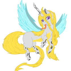 Size: 1151x1149 | Tagged: safe, artist:prism note, artist:wilt and blush, oc, oc only, oc:armored tempest, changeling, changeling queen, changeling queen oc, colored, female, white changeling