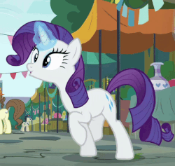Size: 580x550 | Tagged: safe, screencap, lucky breaks, pegasus olsen, peggy holstein, rarity, g4, the gift of the maud pie, animated, behaving like pinkie pie, cute, female, trotting, trotting in place