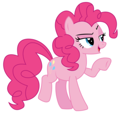Size: 2684x2497 | Tagged: safe, artist:sketchmcreations, pinkie pie, g4, the gift of the maud pie, female, high res, inkscape, open mouth, pointing, raised hoof, simple background, sly, solo, transparent background, vector