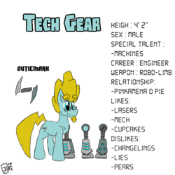Size: 800x800 | Tagged: safe, artist:sanyo2100, oc, oc only, oc:tech gear, amputee, prosthetic limb, prosthetics, reference sheet