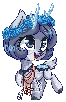 Size: 134x208 | Tagged: safe, artist:spacechickennerd, oc, oc only, oc:artemis, original species, pond pony, clothes, floral head wreath, scarf, simple background, solo, transparent background, true res pixel art