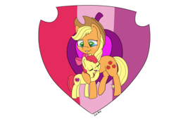 Size: 2039x1378 | Tagged: safe, artist:lula-moonarts, apple bloom, applejack, earth pony, pony, crusaders of the lost mark, g4, backwards cutie mark, crying, cutie mark, hug, sisters, the cmc's cutie marks