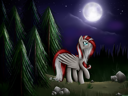 Size: 2000x1500 | Tagged: safe, artist:mufflinka, oc, oc only, oc:marta, moon, night, solo, tree