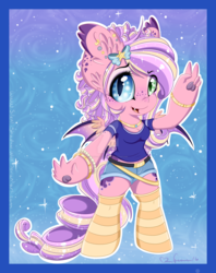 Size: 1600x2017 | Tagged: safe, artist:pvrii, oc, oc only, bat pony, anthro, unguligrade anthro, chibi, clothes, hoof fingers, socks, solo, striped socks