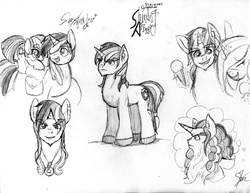 Size: 3300x2549 | Tagged: safe, artist:marvelousqueen, shining armor, star swirl the bearded, twilight sparkle, g4, fanfic art, high res, monochrome