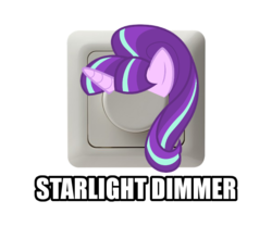 Size: 600x500 | Tagged: safe, starlight glimmer, g4, dimmer, meme, pun, simple background, white background