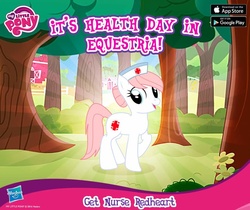 Size: 940x788 | Tagged: safe, gameloft, nurse redheart, earth pony, pony, g4, official, female, hasbro logo, mare, my little pony logo, solo