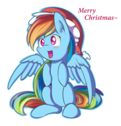 Size: 1024x1068 | Tagged: safe, artist:dusthiel, rainbow dash, g4, blushing, christmas, cute, dashabetes, female, hat, open mouth, santa hat, simple background, solo, transparent background