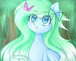 Size: 5000x4000 | Tagged: safe, artist:fluffymaiden, oc, oc only, oc:amaranthine sky, butterfly, pegasus, pony, absurd resolution, heart, heart eyes, looking at something, looking up, open mouth, solo, wingding eyes