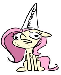Size: 525x639 | Tagged: safe, artist:nobody, fluttershy, g4, dunce hat, female, hat, solo