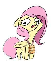 Size: 838x928 | Tagged: safe, artist:nobody, fluttershy, g4, cute, derp, disturbed, female, medal, solo