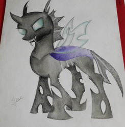 Size: 2272x2322 | Tagged: safe, artist:geacabeja, changeling, high res, solo, traditional art