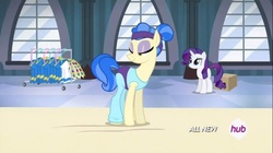Size: 1100x618 | Tagged: safe, screencap, rarity, sapphire shores, for whom the sweetie belle toils, g4, hub logo