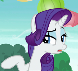 Size: 1181x1080 | Tagged: safe, screencap, rarity, g4, the gift of the maud pie, cropped, female, manehattan, raised eyebrow, solo