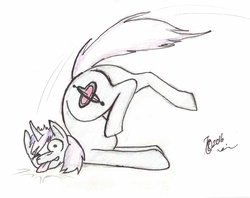 Size: 1958x1552 | Tagged: safe, artist:threewontoo, oc, oc only, oc:gyro tech, pony, unicorn, faceplant, sketch, traditional art